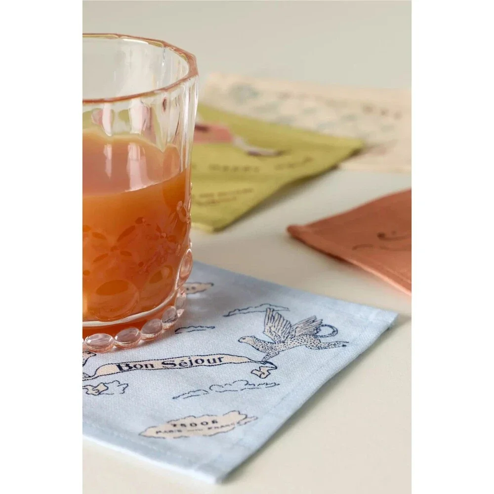 NEW Anthropologie Hotel Cotton Woven Cocktail Napkins Set of 4